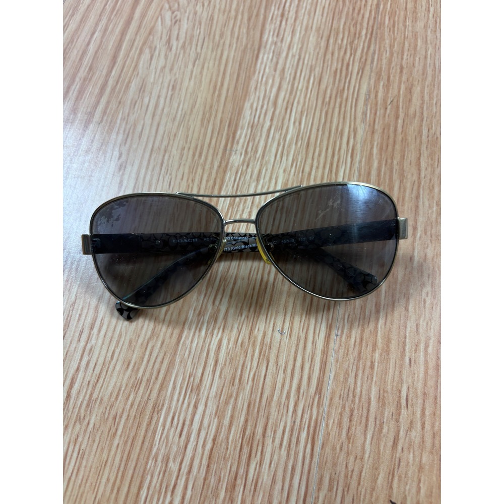 Coach Christina HC 7047 Aviator Sunglasses Gold Black Polarized 9201T3 59-13-135